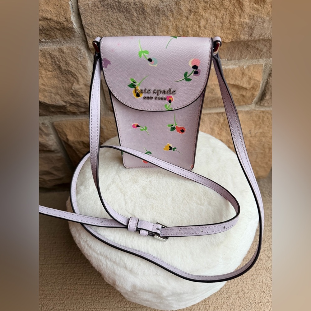 kate spade lilac floral crossbody phone bag - Picture 2 of 16